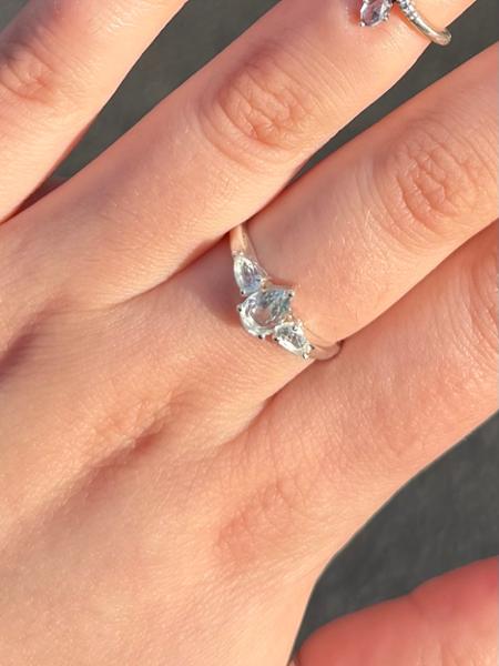 Size R to S 0.59ct Aquamarine Sterling Silver Heart Ring