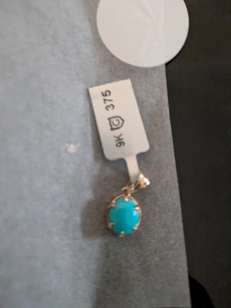 1.96cts Sleeping Beauty Turquoise 9K Gold Pendant