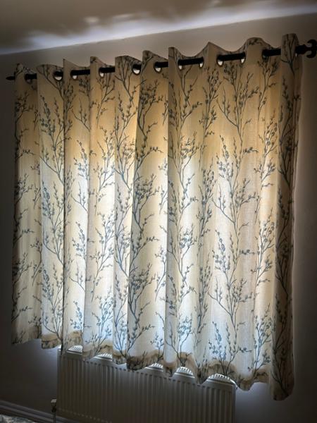 Ready Made Curtains:Pussy Willow Eyelet (RM) - Off White & Seaspray<br>, Product Ref:LAWid