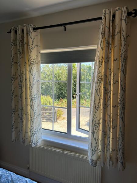 Ready Made Curtains:Pussy Willow Eyelet (RM) - Off White & Seaspray<br>, Product Ref:LAWid
