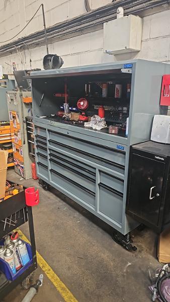 Grey 72 inch toolbox and top hutch