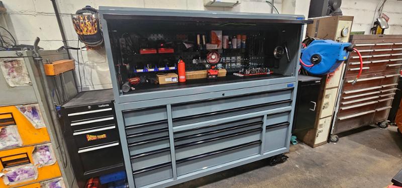 Grey 72 inch toolbox and top hutch
