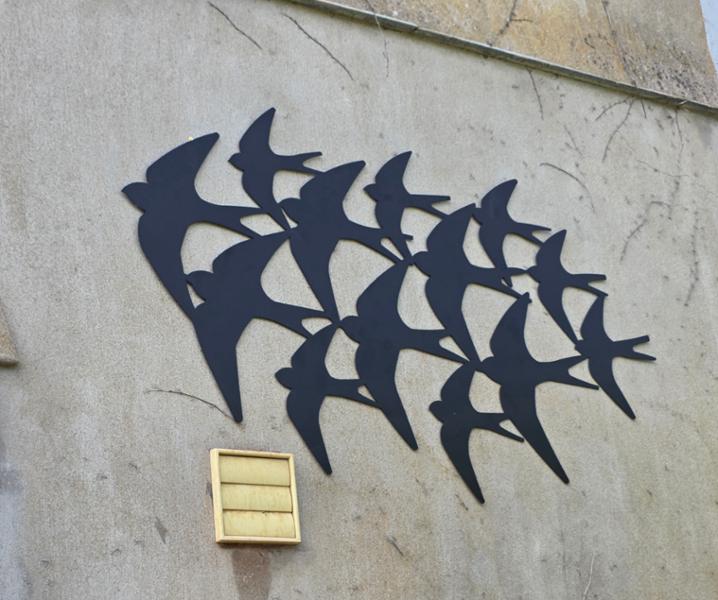 Swallows Garden Wall Ornament, Matte Black