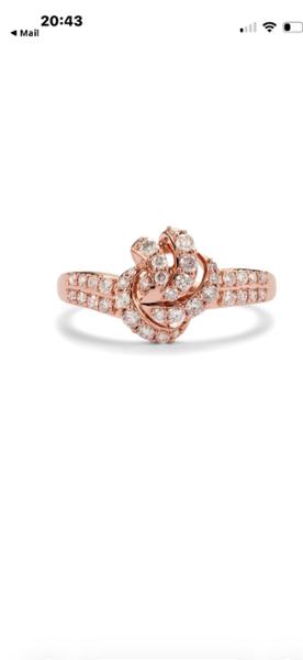 Size R to S 1/2ct Natural Pink Diamond 9K Rose Gold Ring
