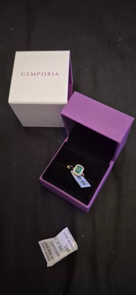 Size P to Q Zambian Emerald & Diamond 9K Gold Tomas Rae Ring ATGW 1.54cts