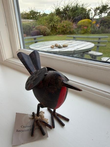 Pair of Metal Tin Robins