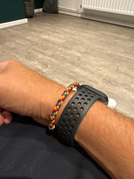 Personalised Slim Rainbow Braided Leather Bracelet