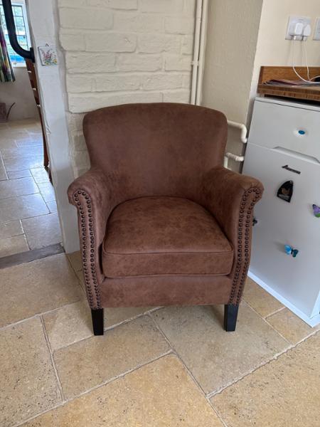 Dunnet Brown Faux Leather Compact Armchair Culture Vulture
