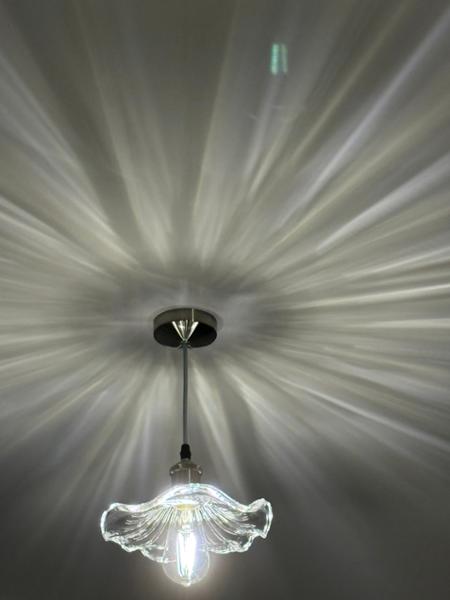 Designer Ribbed Clear Glass Pendant Light Shade with Wavy Ruffled Edge