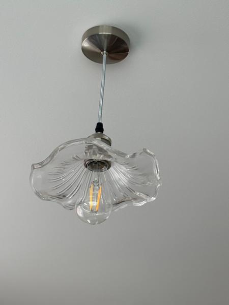 Designer Ribbed Clear Glass Pendant Light Shade with Wavy Ruffled Edge