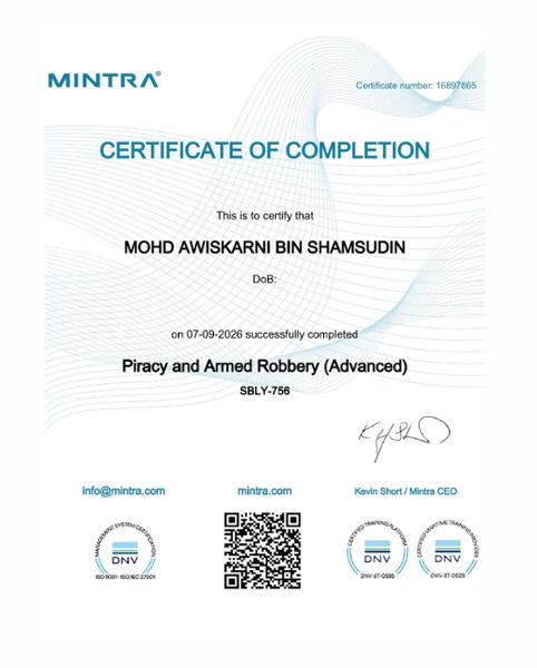 Recommended to all Seafarers as an Extensive training