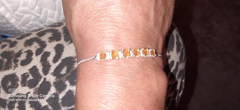 American Fire Opal & White Zircon Sterling Silver Slider Bracelet ATGW 1.76cts