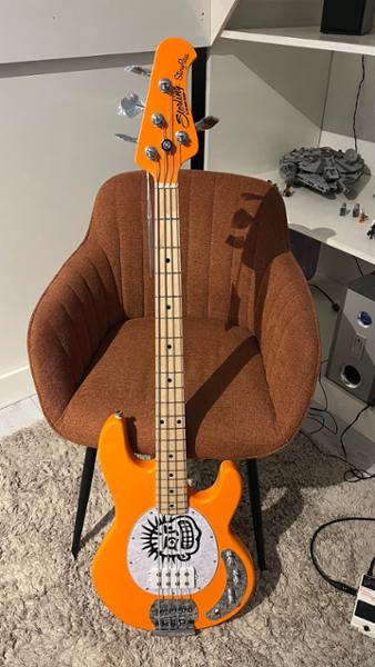 Sterling by Music Man Mike Herrera Signature Artist Series StingRay Bass Guitar in Orange Creamsicle