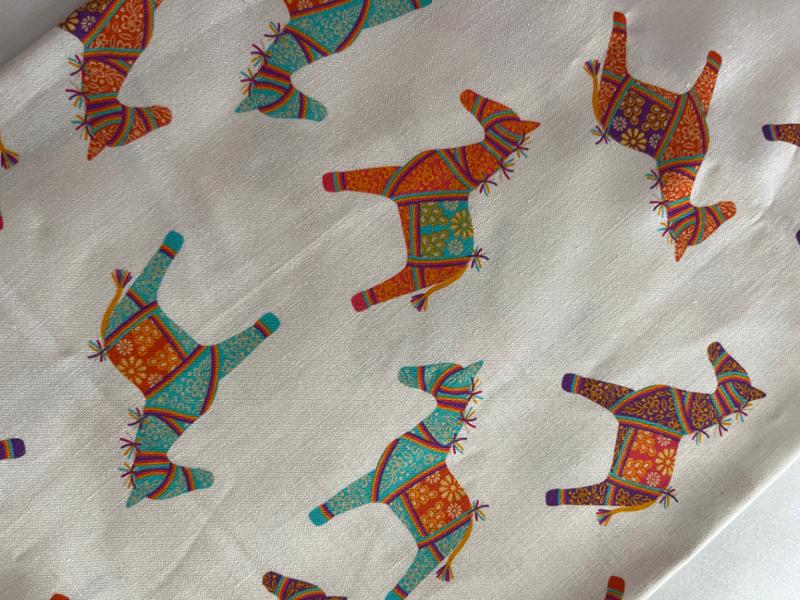 Debbie Shore New Delhi Collection Indian Horses Parchment Fabric 0.5m