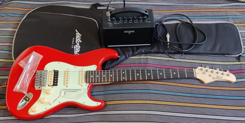 Eastcoast ST2 HSS S-Style Electric Guitar in Hot Rod Red