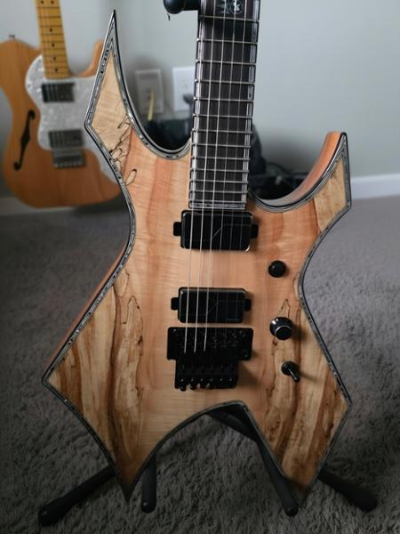 BC Rich Extreme Series Warlock Exotic Electric Guitar with Floyd Rose in Spalted Maple