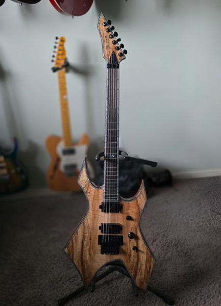 BC Rich Extreme Series Warlock Exotic Electric Guitar with Floyd Rose in Spalted Maple