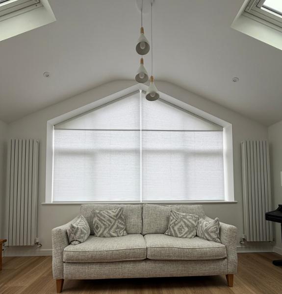 Gable window pleated blinds