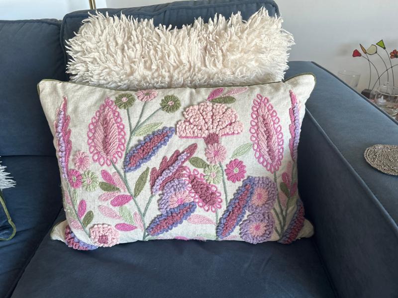 Floral Embroidered Cushion