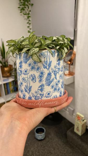 Blue Wildflower Print Planter
