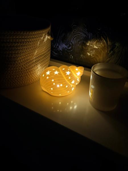 Ceramic White Conch Shell LED Night Light