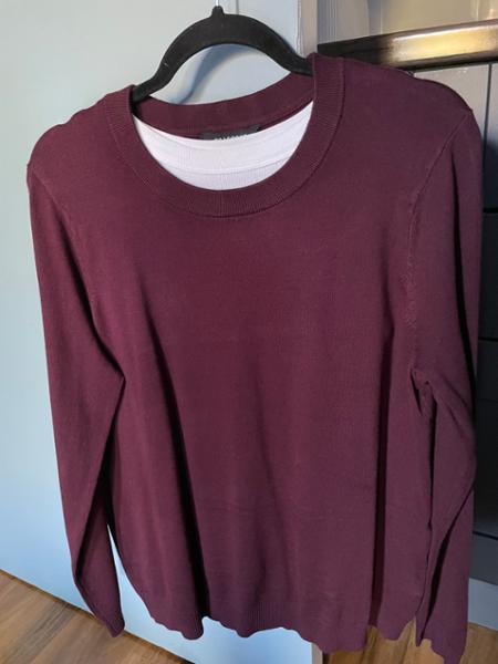 Womens Burgundy Crew Neck Jumper
