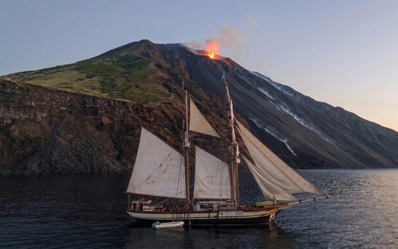 Historic Tall Ship Sailing in Italy’s Aeolian Islands