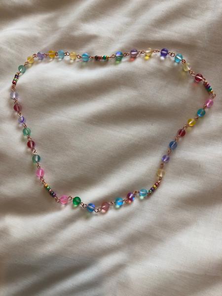 Rainbow Matt Finish Glass Frosted Aura Strand, Approx 8mm, 1m Strand