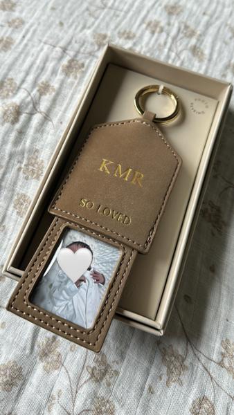 Boxed Photo Keyring 'So Loved' in Taupe