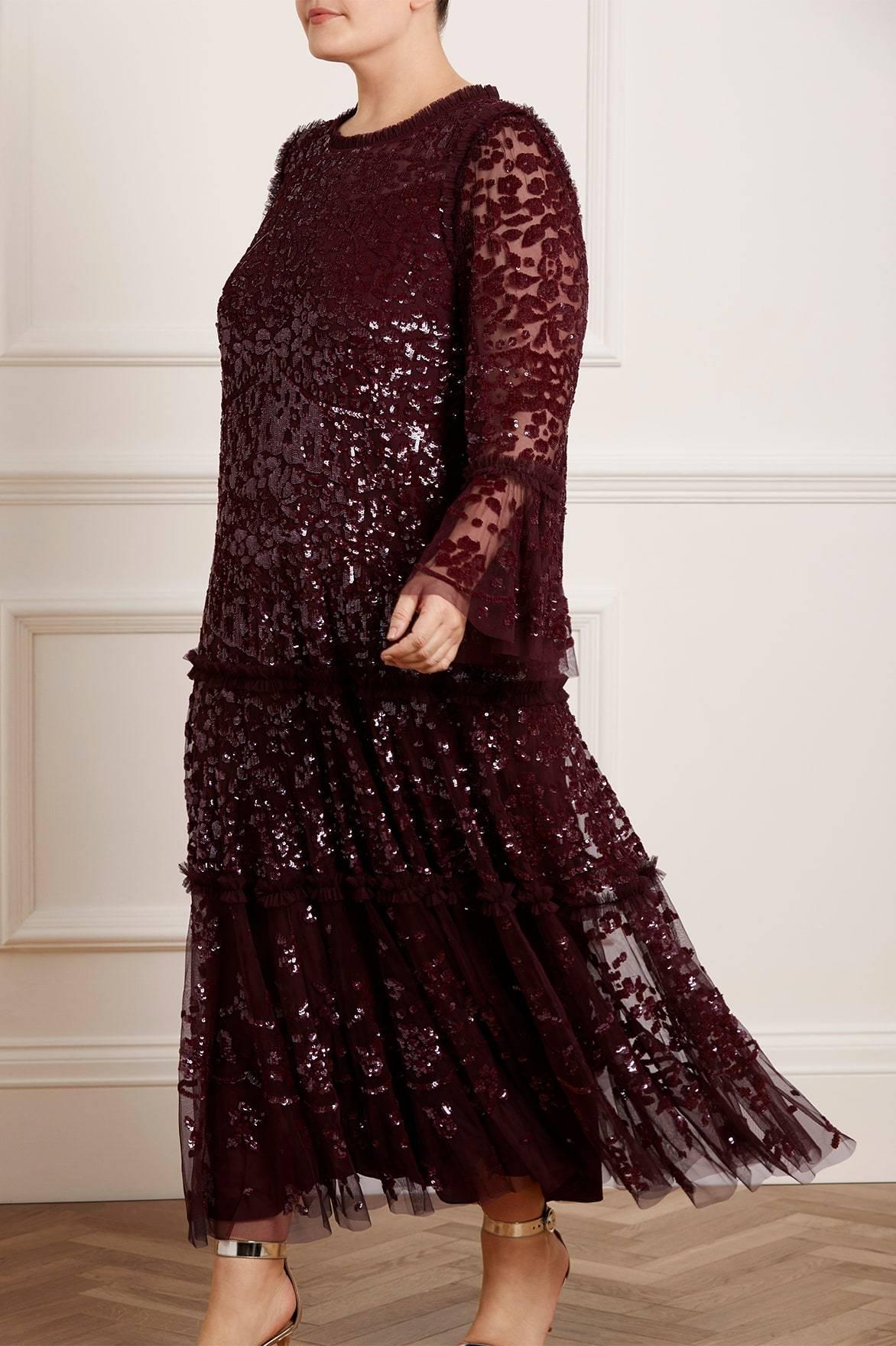 Sequin Used Needle And Thread Dress Needle And Thread Annie Sequin Tiered Ankle Gown Burgundy UK Sequin Used Needle And Thread Dress Needle And Thread Annie Sequin Tiered Ankle Gown Burgundy UK