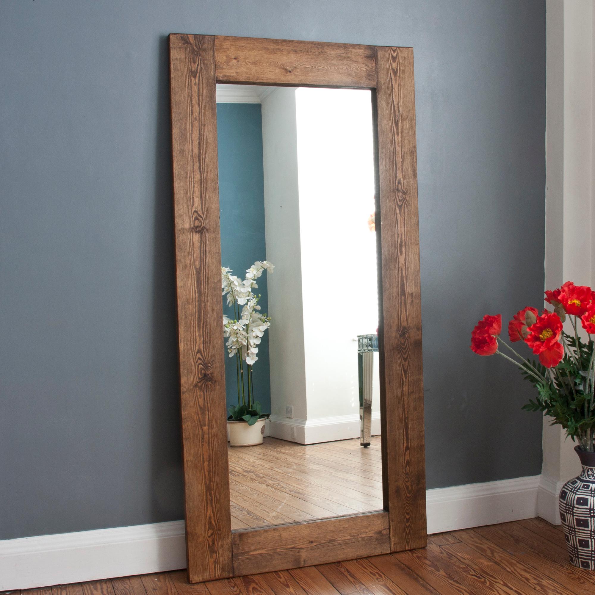 Kawena Dark Stained Wooden Mirror Reviews Decorative