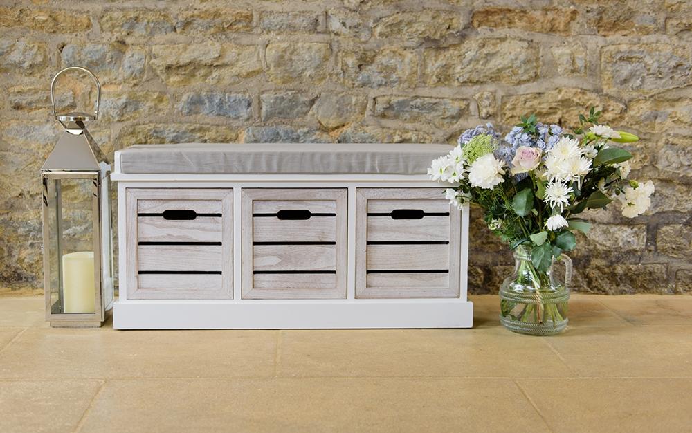 3 Drawer Wooden Crate Bench White Reviews Sue Ryder Direct