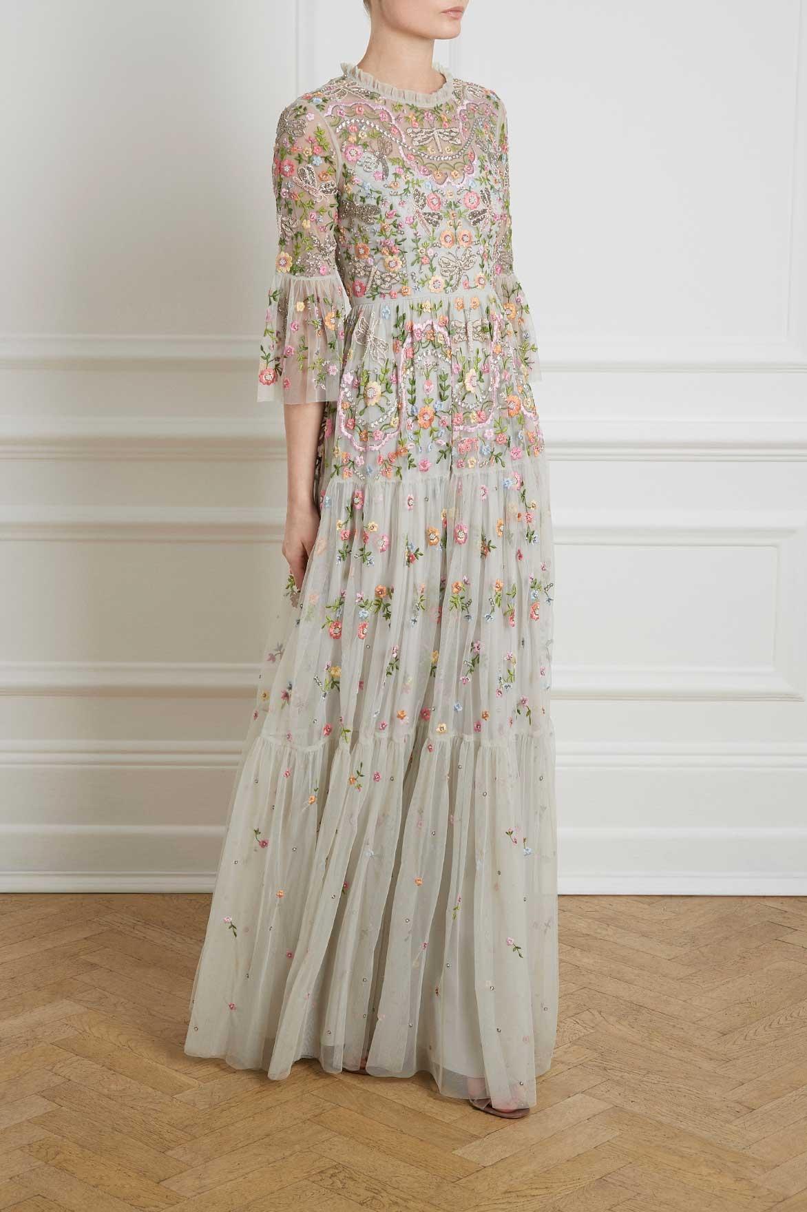 chinese dress ladies Dragonfly Garden Ankle Gown – Cream main image 0