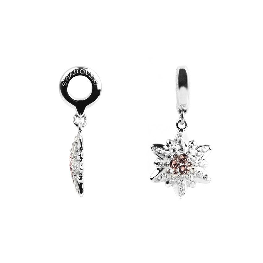 86532 Swarovski Crystal Charm Edelweiss BeCharmed 12x14mm Silver Shade…