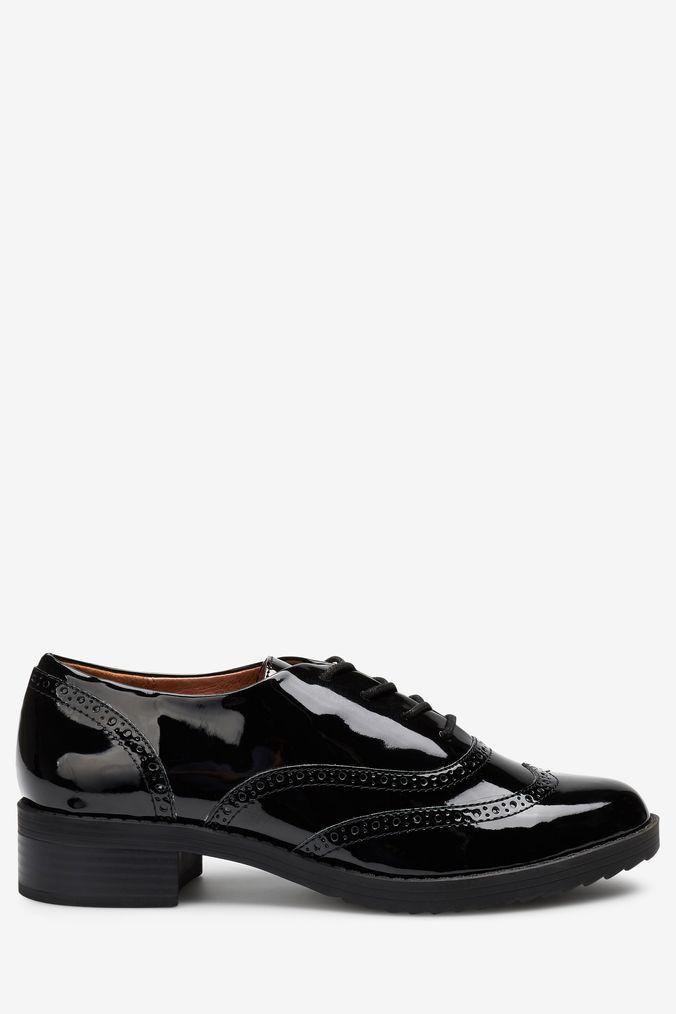black patent lace up brogues
