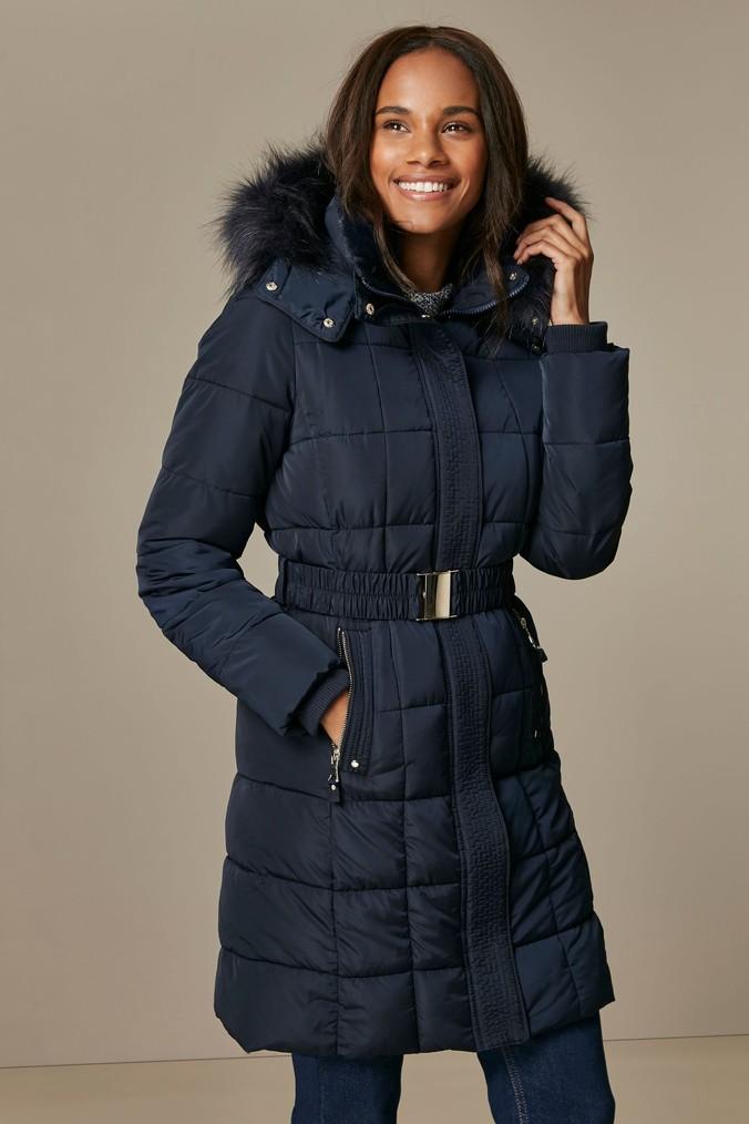 Wallis Faux Fur Collar Quilted Coat 