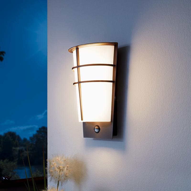 Modern Led Outdoor Pir Wall Light Anthracite Lighting Ideas Eglo Breganzo Led Outdoor Wall Light With Pir Sensor Anthracite